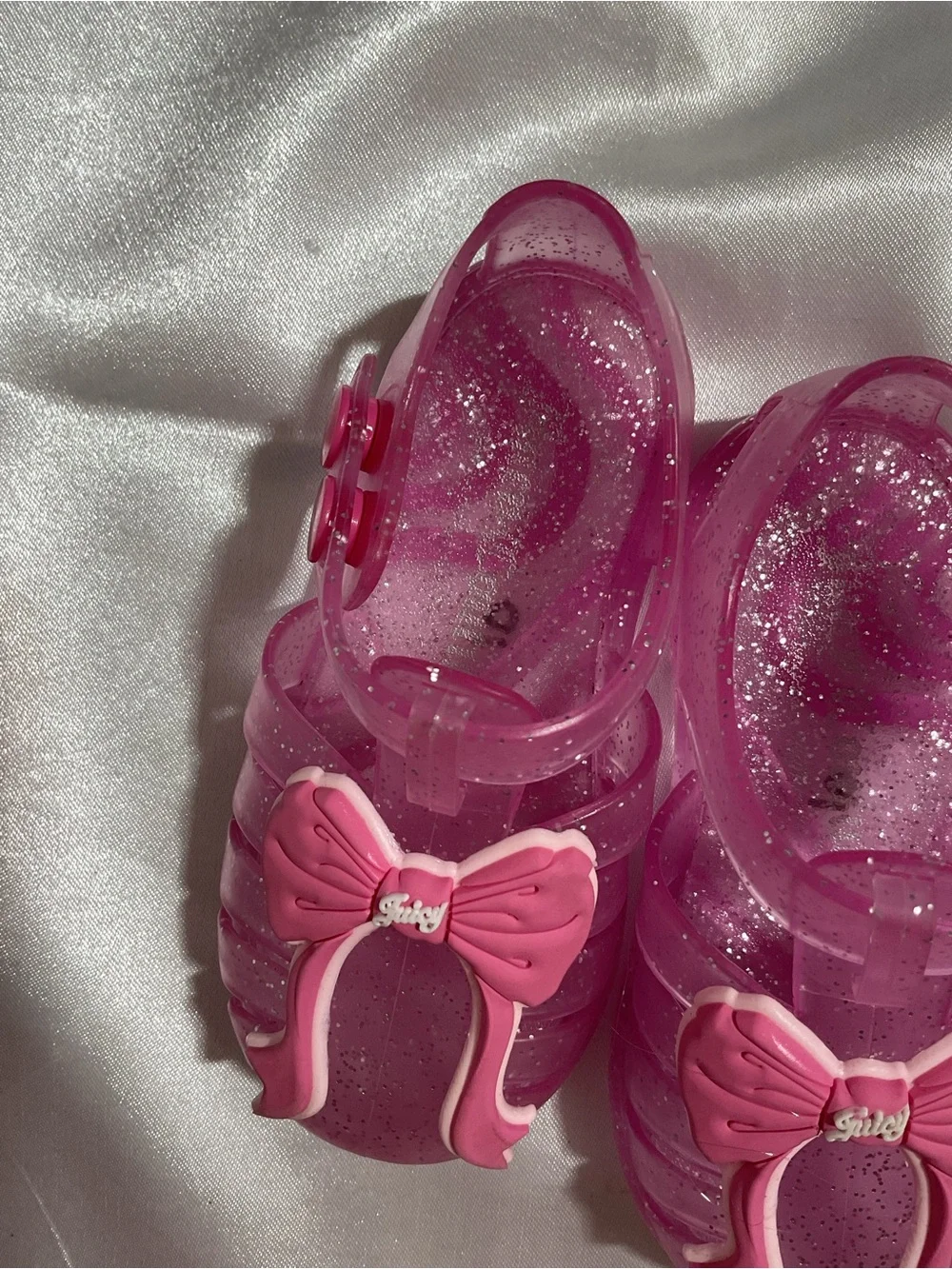 Pink Glitter Jelly Bow Kids Shoes